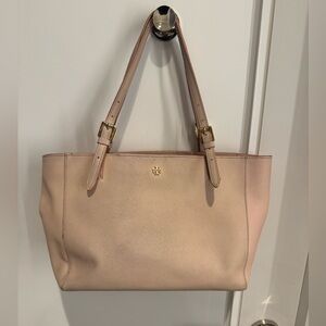 Tory Burch Powder Pink Leather Medium York Buckle Tote